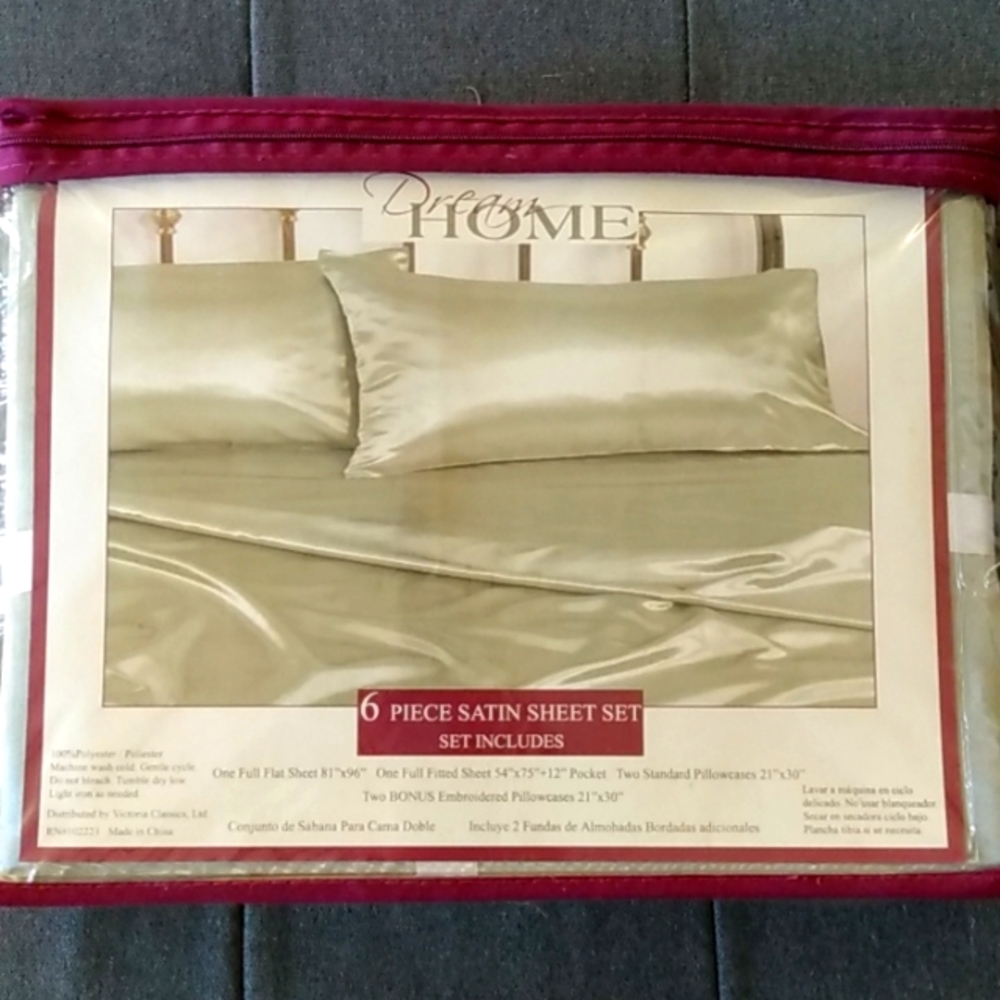 6 Piece Satin Sheet Set by Dream Home, Full